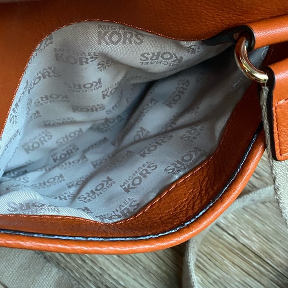 EUC Michael Kors Orange Pebbled Leather Crossbody Bag - Picture 13 of 15